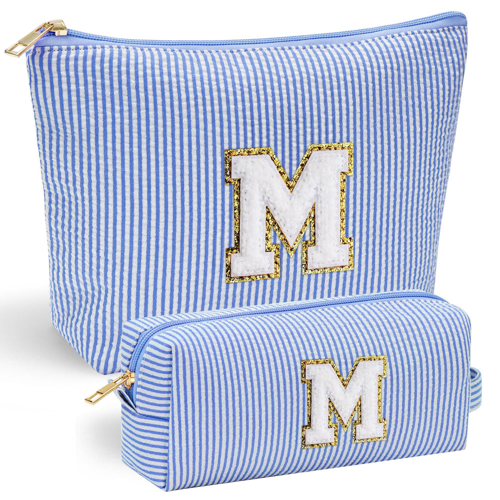 YOOLIFE Initial Makeup Bag front chenille letter design for personalized gifting