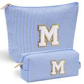 YOOLIFE Initial Makeup Bag front chenille letter design for personalized gifting