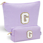 YOOLIFE initial pouch front chenille close-up showing durable personalization