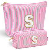YOOLIFE makeup bag front chenille letter showcases personalized style for teens.