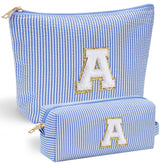 YOOLIFE makeup bag with front chenille letter design for personalized gift.