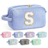 YOOLIFE monogram initial blue makeup bag for daily cosmetics
