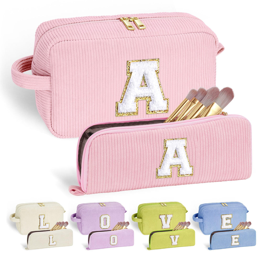 YOOLIFE personalized initial makeup bag front view for organized daily carry