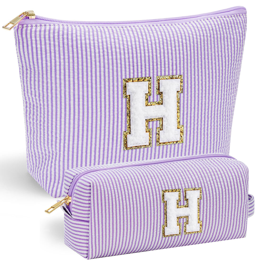 YOOLIFE personalized makeup bag front chenille letter detail for a chic gift