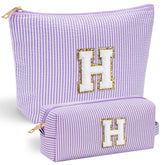 YOOLIFE personalized makeup bag front chenille letter detail for a chic gift