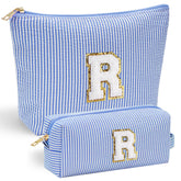 YOOLIFE makeup bag with chenille initial embroidery for a personalized gift