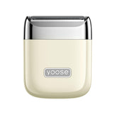 Yoose electric razor for women in porcelain white, top view, portable grooming on the go.