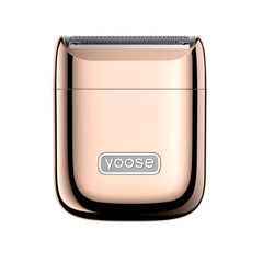 yoose electric razor in radiant gold, compact design for on-the-go smooth skin.