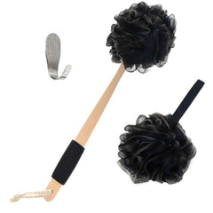 Yoove bamboo charcoal back scrubber handle enables deep cleansing in hard-to-reach areas.