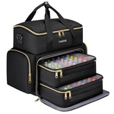 YOREPEK nail polish organizer case top compartment with lamp for easy nail setup.