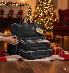 YOREPEK Tattoo Travel Case upper storage protects tattoo machines and printers during transit.