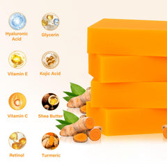 YOSEGOOTER turmeric soap 4-bars pack image emphasizes value and daily skin care routine.