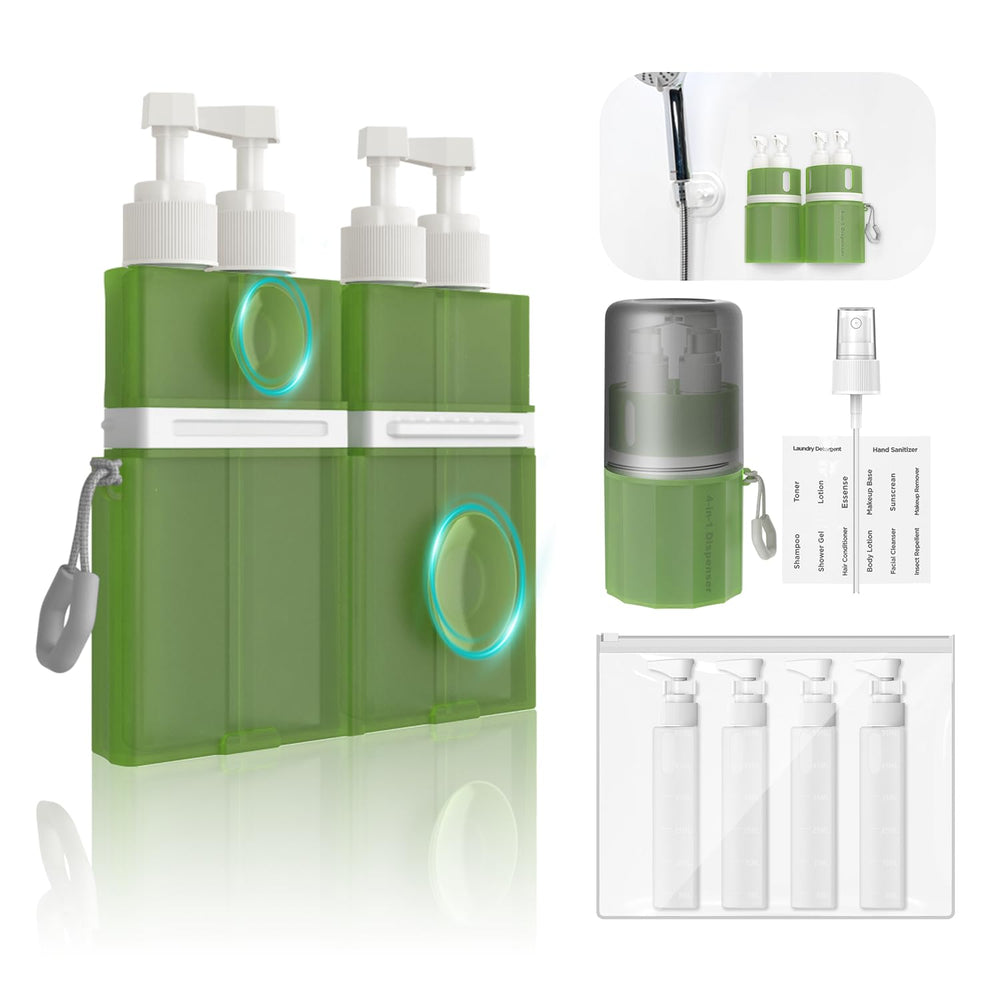 YOTIME 4in1 travel bottles set side view for on the go organization