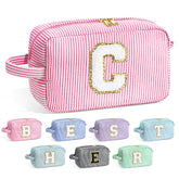 YOOLIFE makeup bag with initial design showing organized compartments for cosmetics