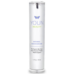 YOUN Beauty Retinol Night Cream bottle close-up for nighttime nourishment and glow.