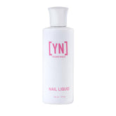 Young Nails Liquid Nail Monomer bottle closeup shows low-odor formula for home manicures