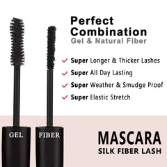 Youngfocus 3D Silk Fiber Mascara gel tube close-up highlighting wet formula for lasting hold