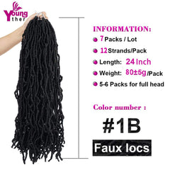 Close-up of Youngther Goddess Locs 24-inch highlights soft texture for easy styling.