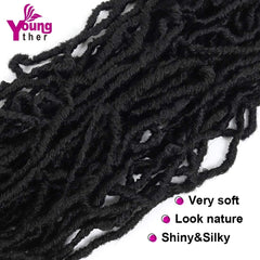 Pre-looped loops on Youngther Goddess Locs emphasize quick installation.