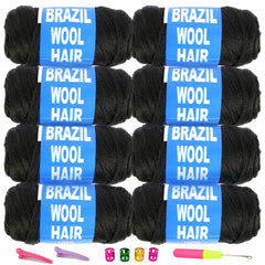 Youngther hilo lana brasilena para trenzas; natural negro, suave y fácil de trabajar