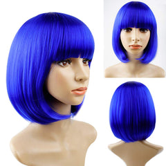 YOUNIGA blue bob wig bangs closeup highlights fringe and vibrancy