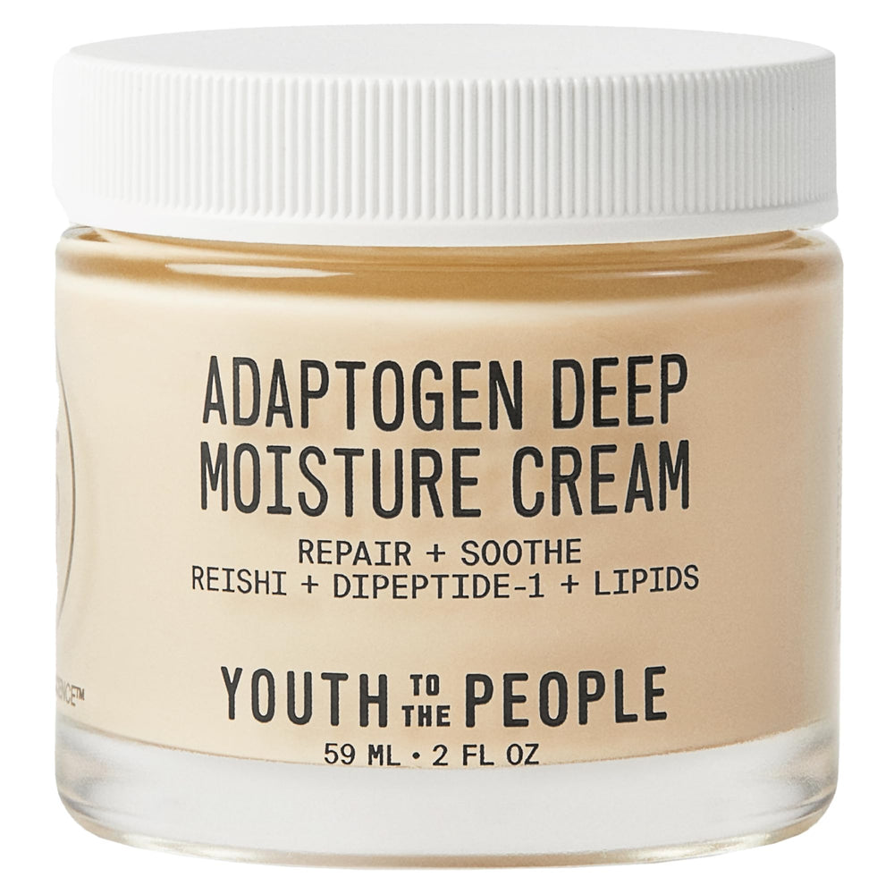 Youth To The People Adaptogen Moisture Cream bottle illustrating 24-hour hydration.