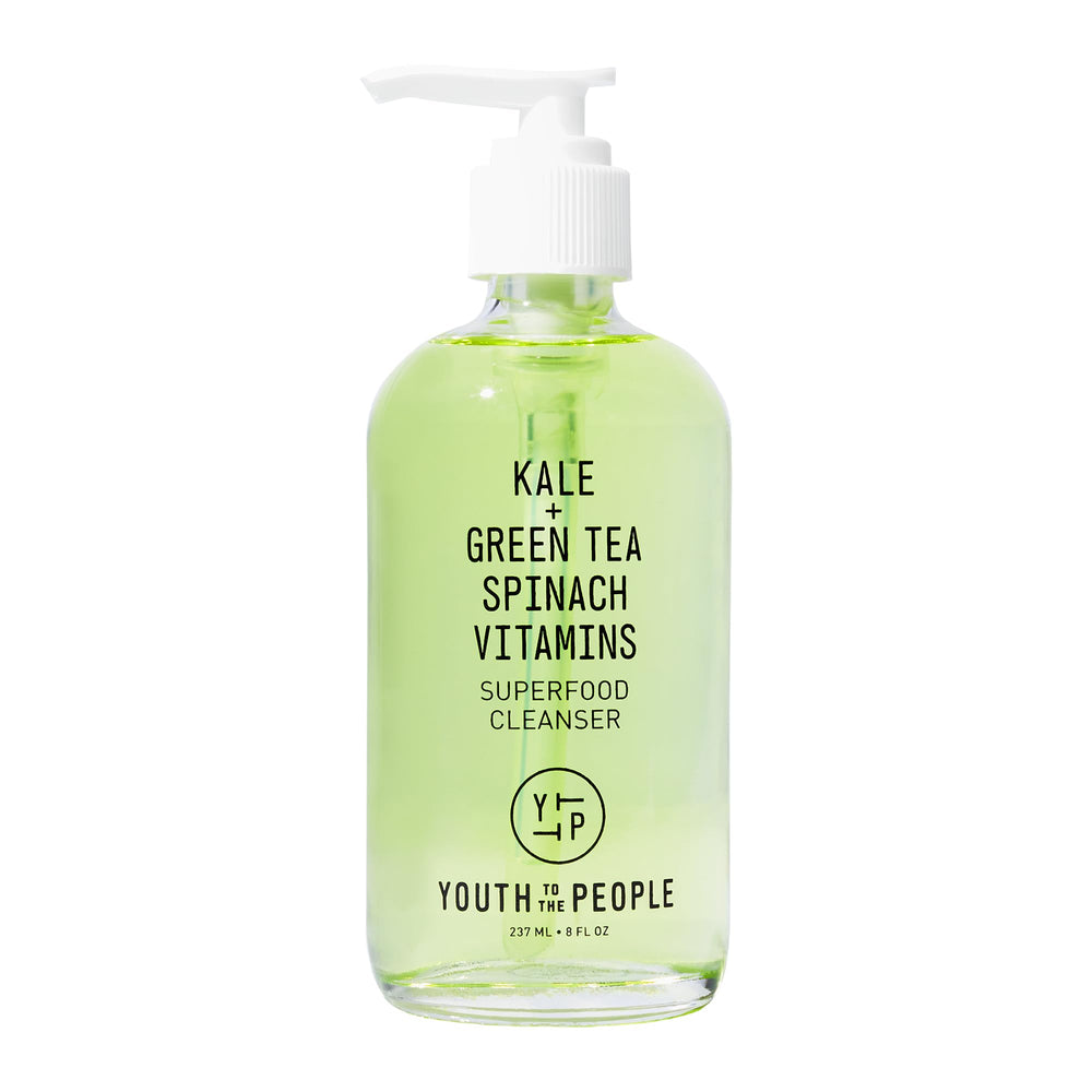Youth To The People Superfood Cleanser bottle with pump for gentle daily cleansing and makeup removal.