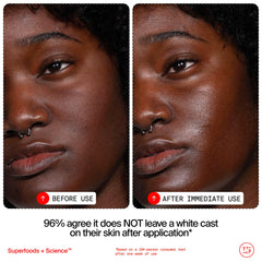 Youth To The People Youthscreen Sunscreen apply swirl demonstrates seamless makeup prep.