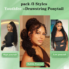 Youthfee clip-in ponytail setup demonstrates easy attachment.