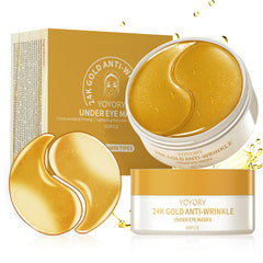 YOYORY 24K gold-infused eye patches closeup for brightened under-eyes.