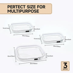 YQBRAO 3-pack clear hard shell case opened inside showing organized cosmetics and tools