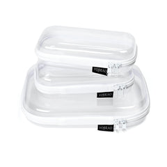 YQBRAO 3-pack clear hard shell case top view for easy organization on the go