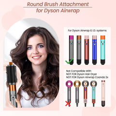 YTCHYYSK round brush attachment in gold, side view shows ergonomic grip.