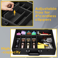Yueieoun barber accessory case bottom dividers organize clippers and guards securely during transport