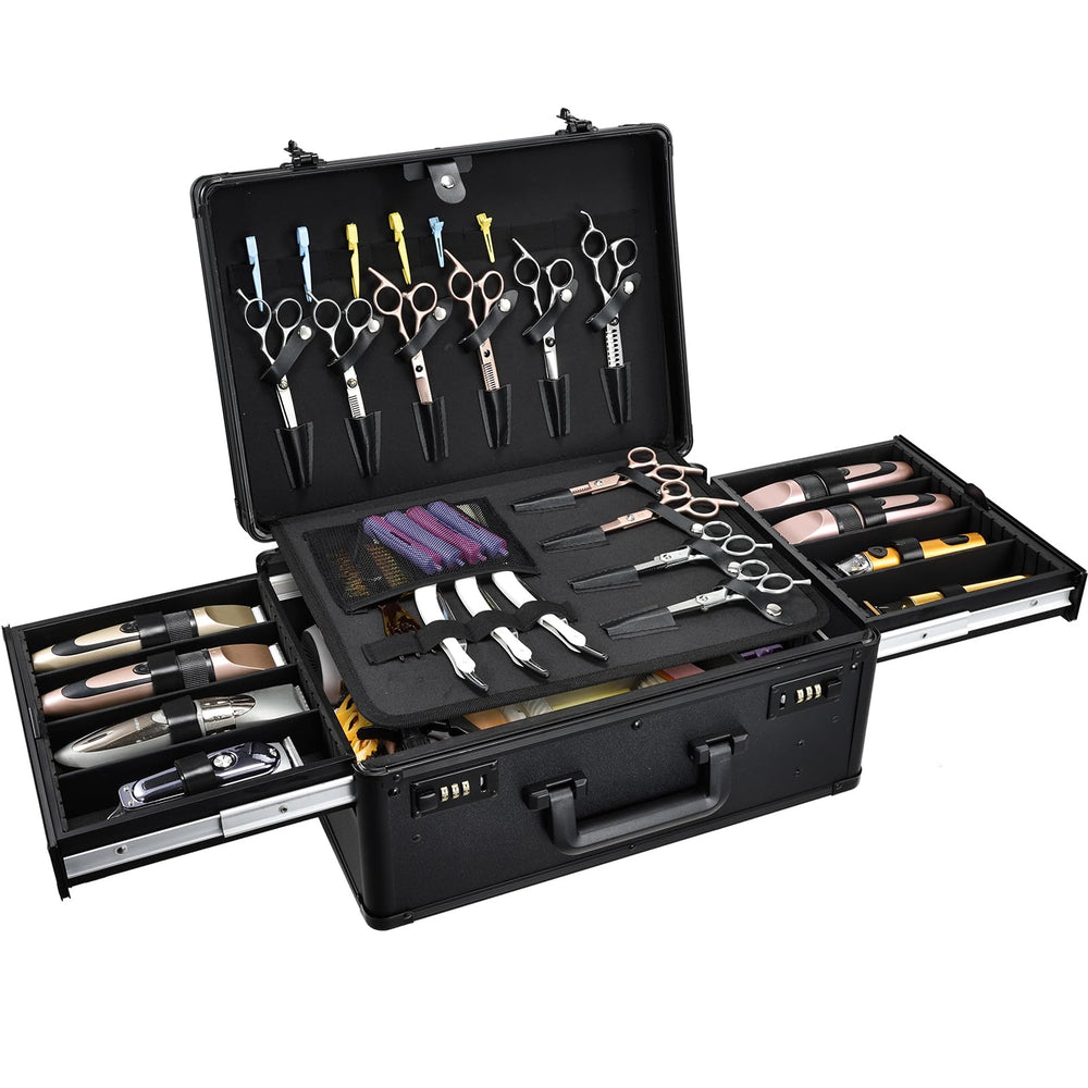 Yueieoun barber case sliding tray 8 slots keeps clippers organized for fast access