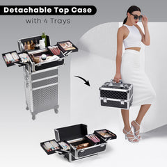 Yueieoun rolling makeup train case lock system ensures secure tools during transit.