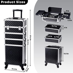 The Yueieoun rolling makeup train case open top compartment demonstrates quick-access daily essentials storage.