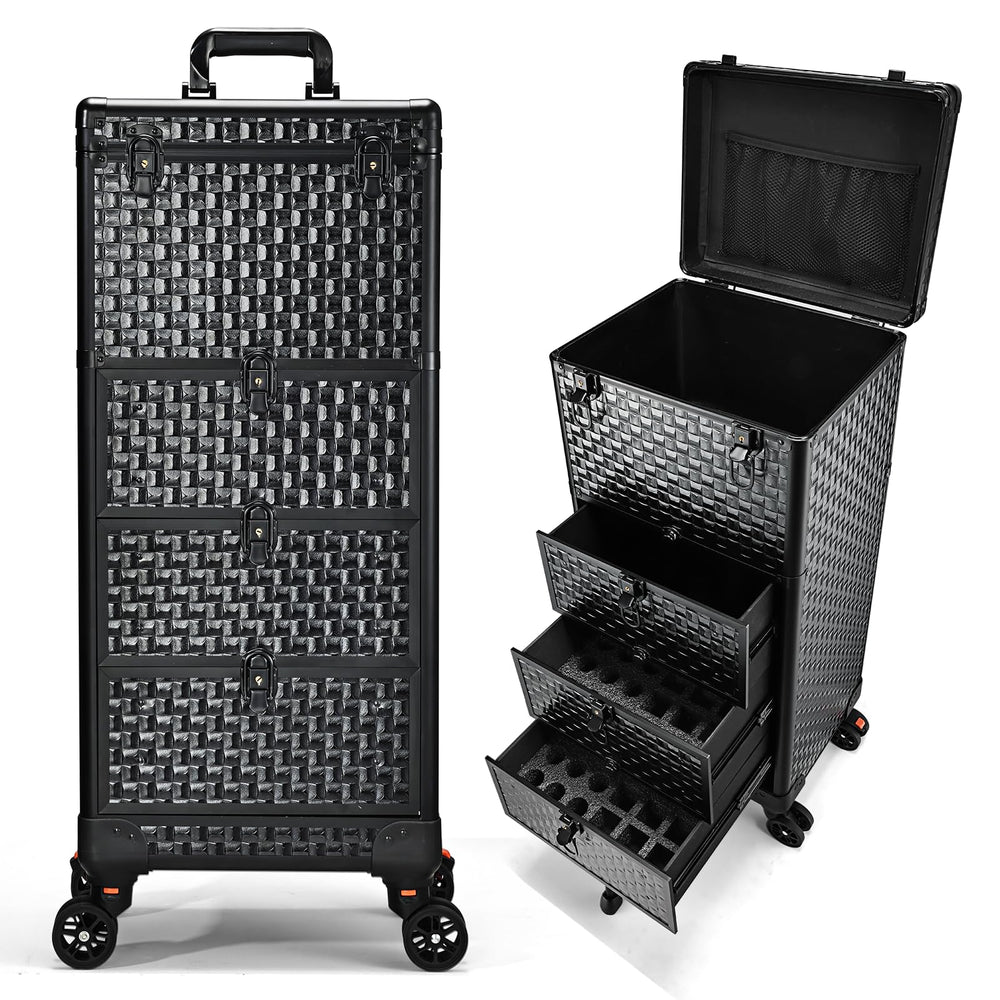 Yueieoun salon cart 3-drawers side view for quick, tidy access during mobile beauty gigs.