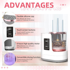 Yuliana compact electric cleaner fits in vanity with simple one-button use.