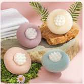 YUMMIS Sunflower Bath Ball with soft-sponge texture enables gentle exfoliation during showers.