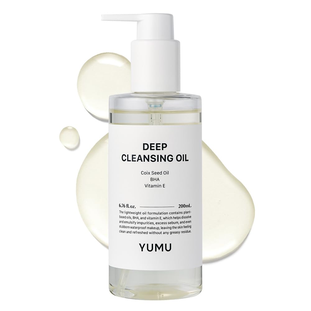 YUMU Coix Seed Deep Pore Cleansing Oil bottle promotes clean pores and smooth skin
