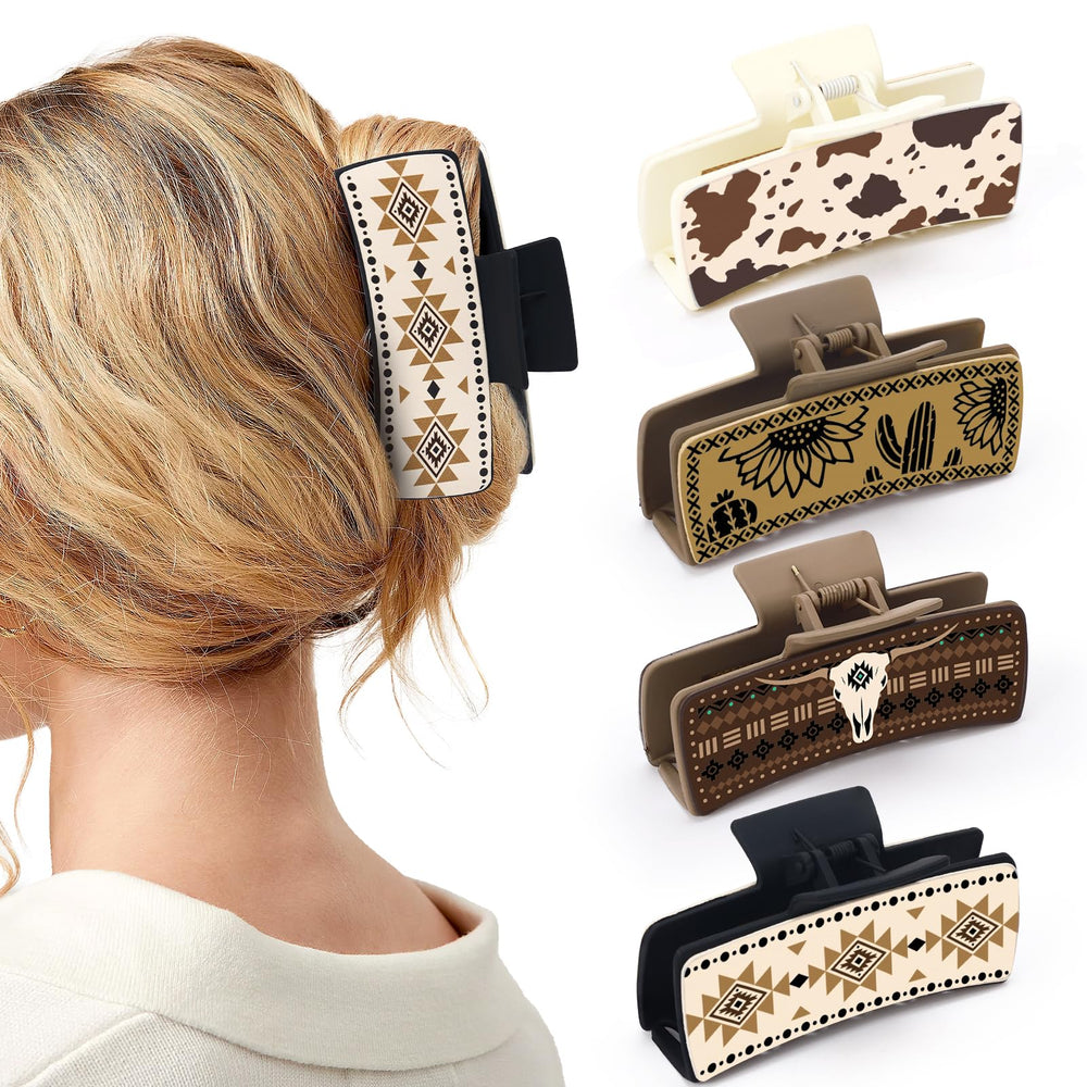 Yussti cowhide-design western leather hair clip for secure all-day hold