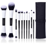 YutimeAura makeup brush set front view, versatile tools for flawless application across face and eyes.