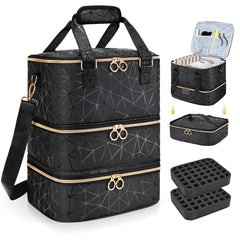 YUYAFN large nail polish organizer bag front view shows spacious capacity for quick-access bottles.