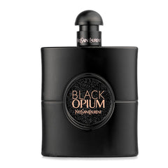 YSL Black Opium Le Parfum box and bottle evoke warm vanilla and coffee for date-night mood.