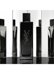 Myslf bottle shown near pulse points suggesting long-lasting fragrance layering.