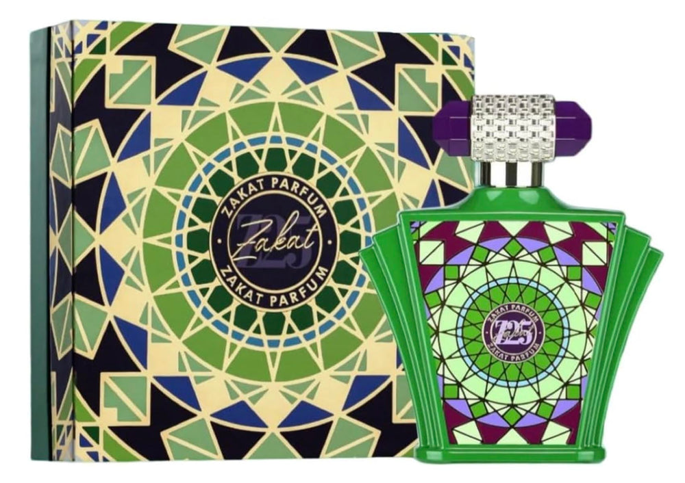 Zakat Z25 bottle closeup showcasing vibrant citrus and floral notes for everyday sophistication.