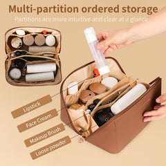 Zaleeta travel makeup bag waterproof PU leather protects contents during travel