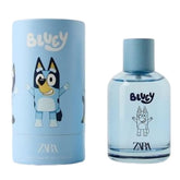 Zara Bluey Ludo Studio EDT bottle front with fresh pear and lemon notes for playful kid-friendly scent.