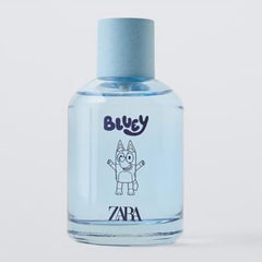 Zara Bluey Ludo Studio EDT packaging box highlights exclusive collaboration and kid-friendly design.
